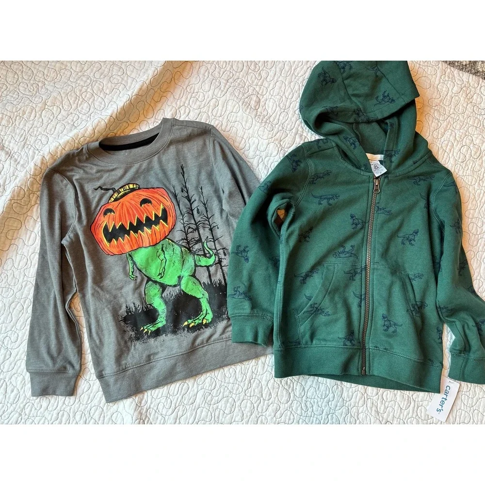 Boys' Dinosaur‎ Halloween Shirt & Hoodie Set Size 5t & 4-5 #409